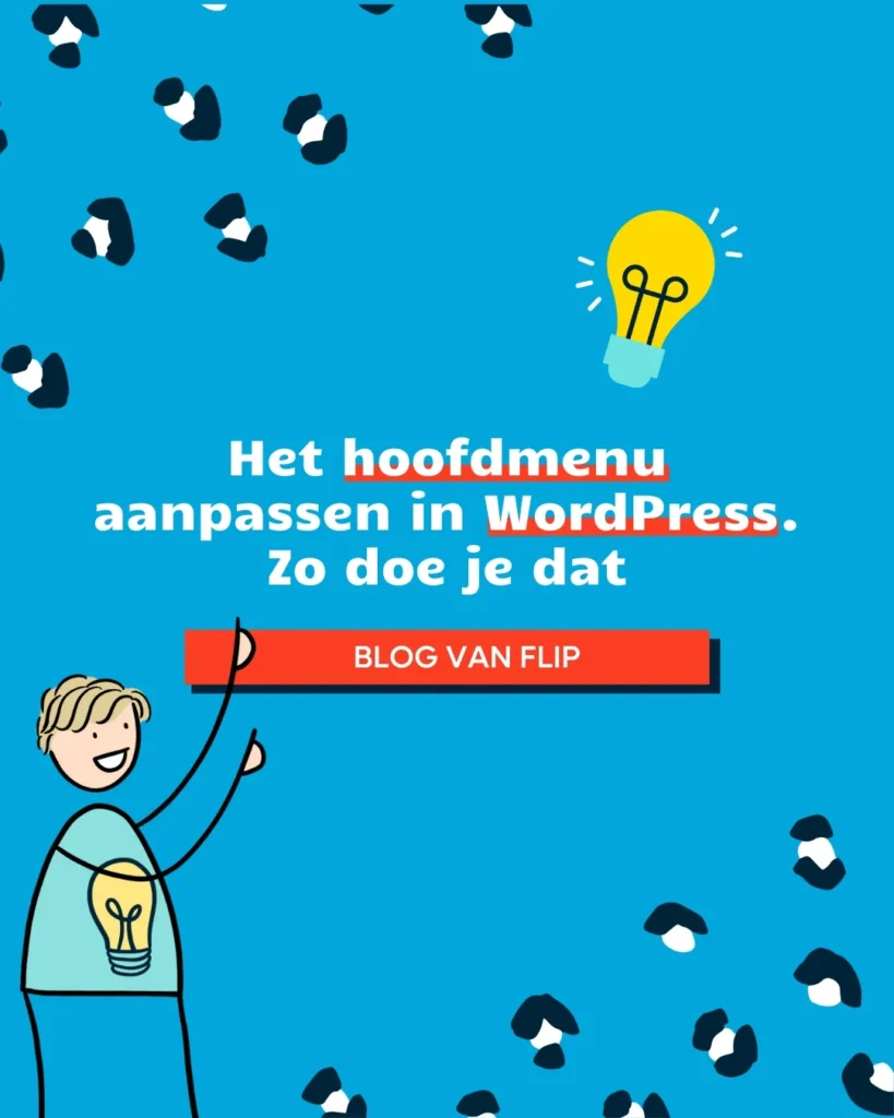 afbeelding blog uitgelicht van poppetje die wijst naar titel het hoofdmenu aanpasseni n wordpress. Zo doe je dat